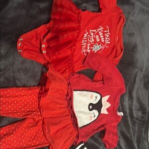 Red Baby Outfit Set with Fox Design